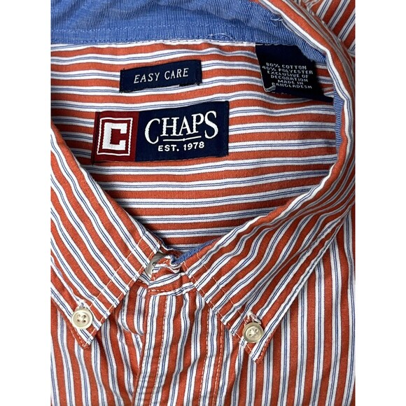 Chaps Ralph Lauren Dress Shirt Long Sleeve Button Down Easy Care Red Men Large - Picture 4 of 4